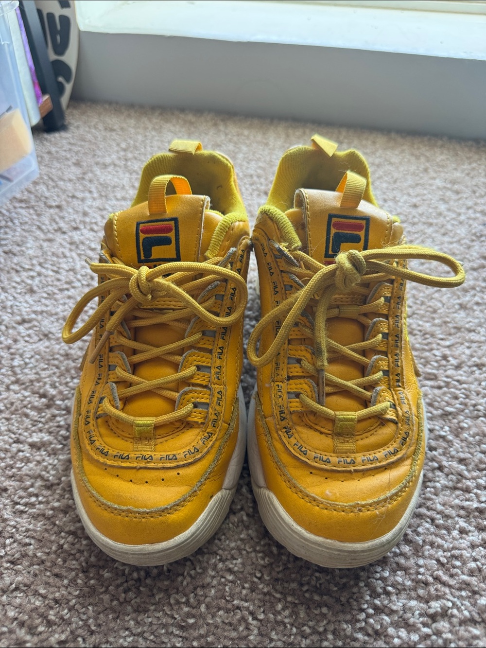 Fila Yellow Low-Top Sneakers with Logo